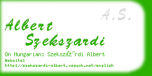 albert szekszardi business card